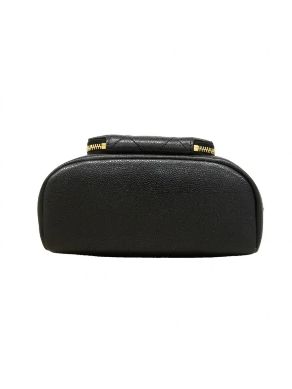Chanel Shoulder Bag Quilted Caviar Leather Black Champagne Gold